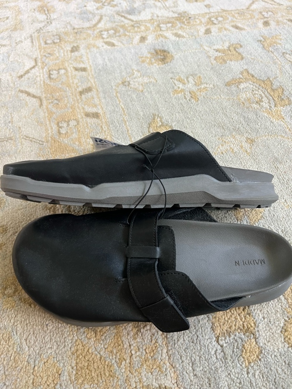 Steve Madden Black Men’s Slip-On Slide Sandals with Gray Sole